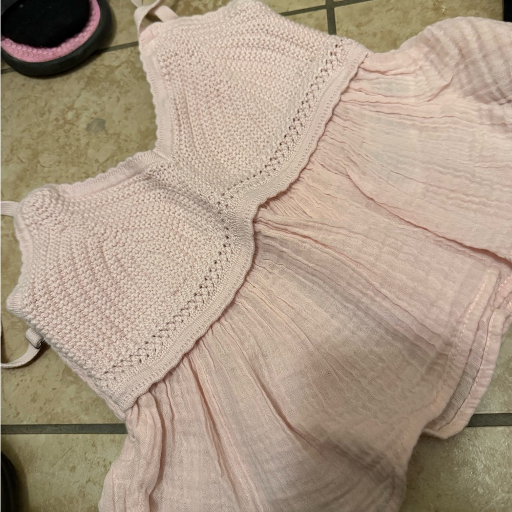 Pink Knit and Gauze Top